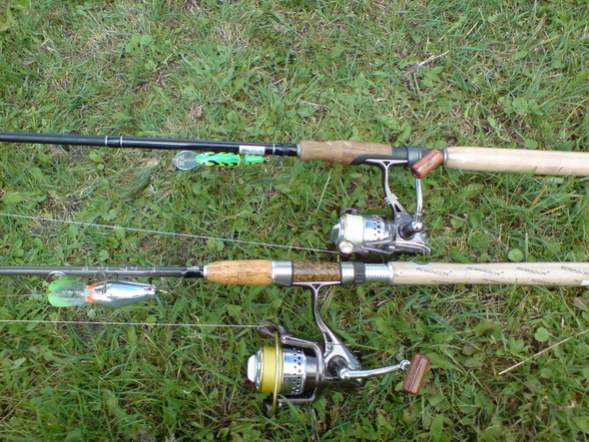 В верху мой бывший любимец (5 сезонов)-Ryobi CACIQUE 2.85м,каст 4-21гр.В 2010г был отломан...