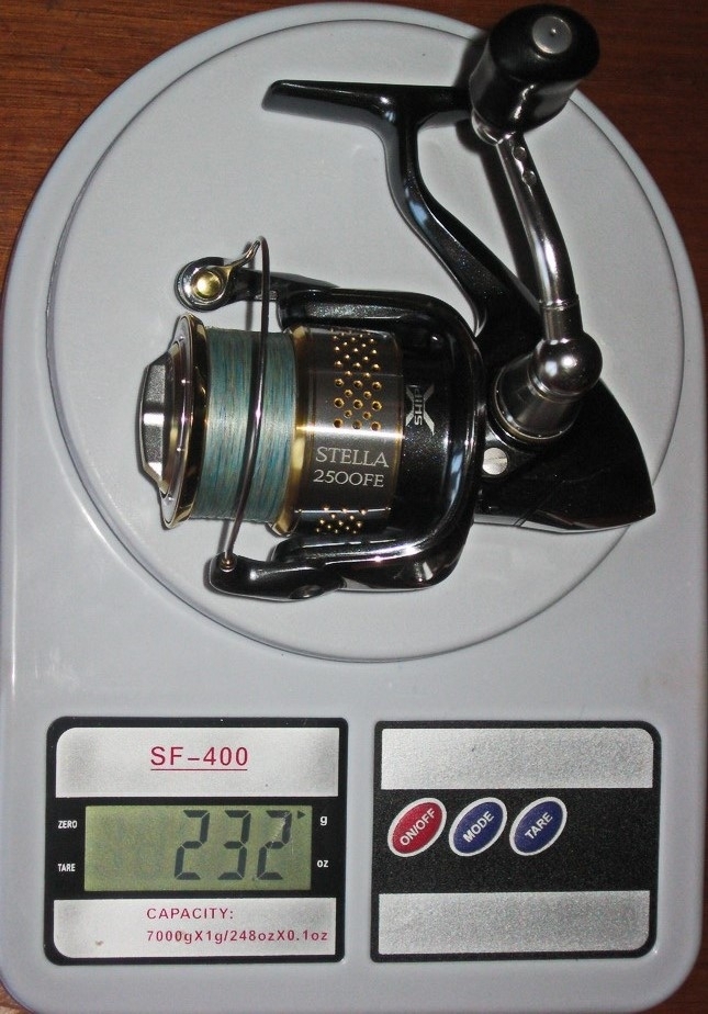 Реальный полный вес катушка:SHIMANO (STELLA 10 2500FE).